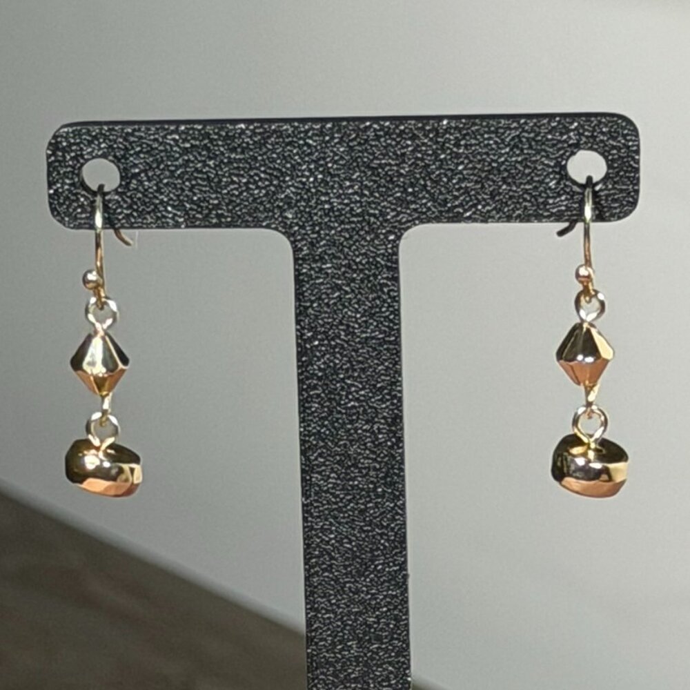 Gold-Tone Geometric Dangle Earrings — Modern Minimalist Statement